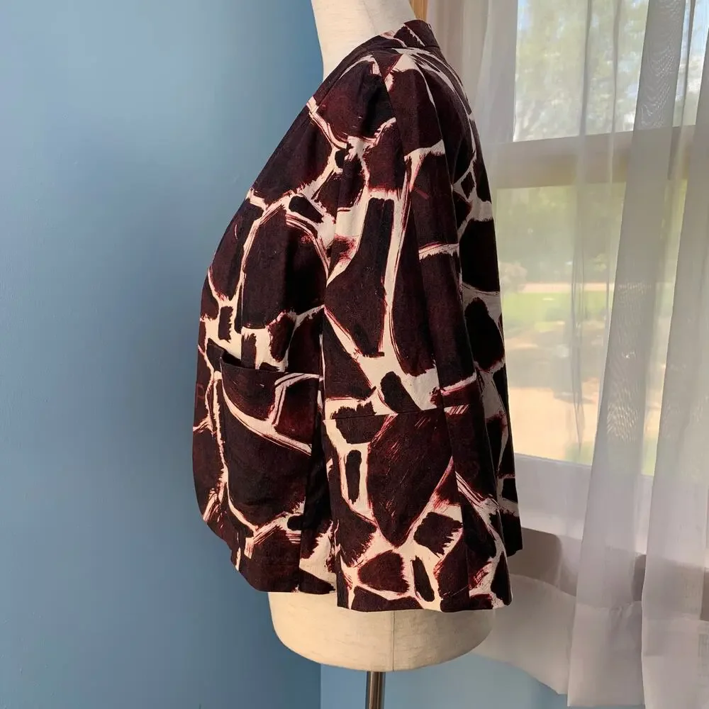 Anthropologie Leifsdottir Linen Blend Giraffe Jacket Size 6 - Picture 3 of 8